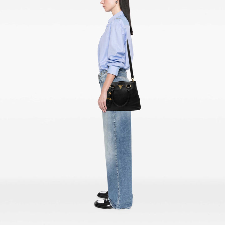 Prada Cabas Vitello Daino Open Noir – vue 6 – GABY PARIS