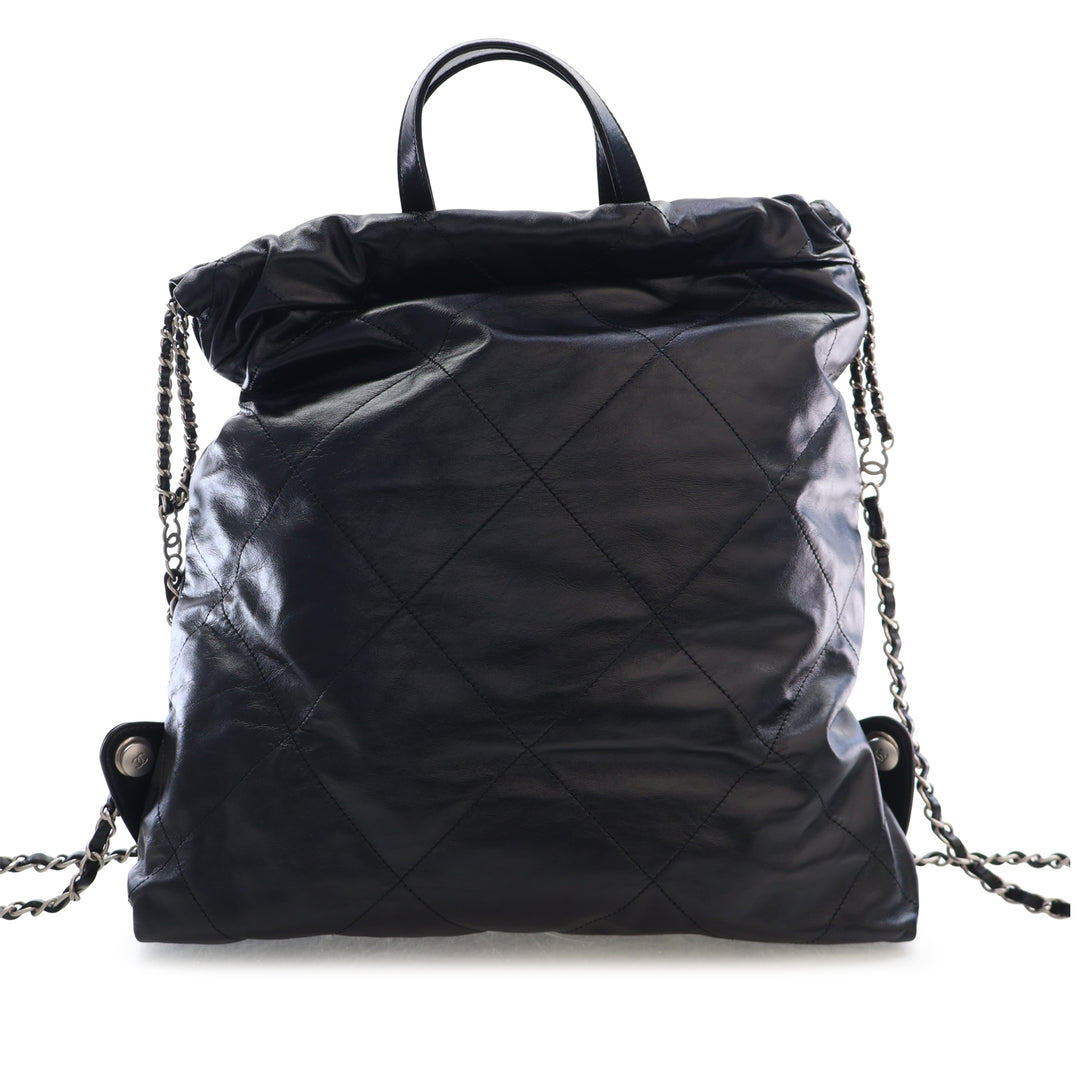 Chanel Large Matelassé brillant Cuir de veau 22 Sac à dos
