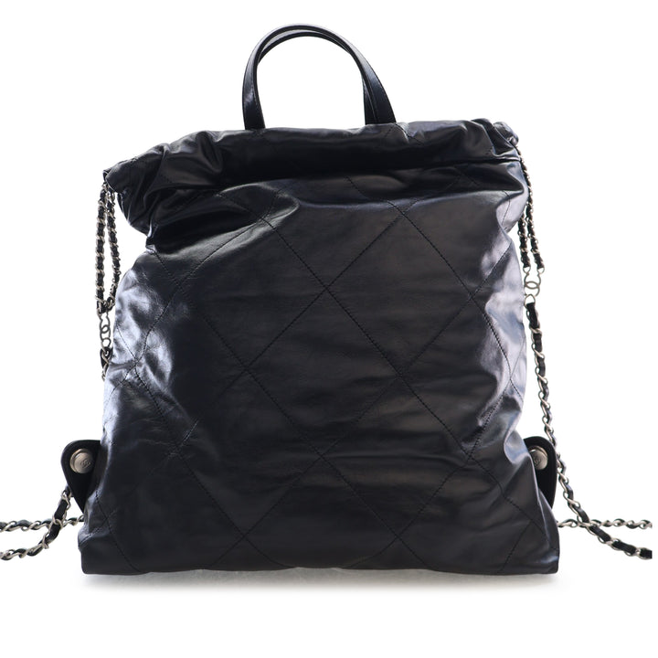 Chanel Large Matelassé brillant Cuir de veau 22 Sac à dos
