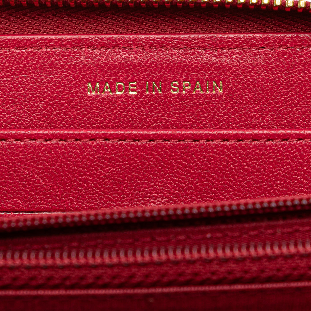 Chevron Sheepskin Mademoiselle Zip Around Wallet Red - Gaby Paris
