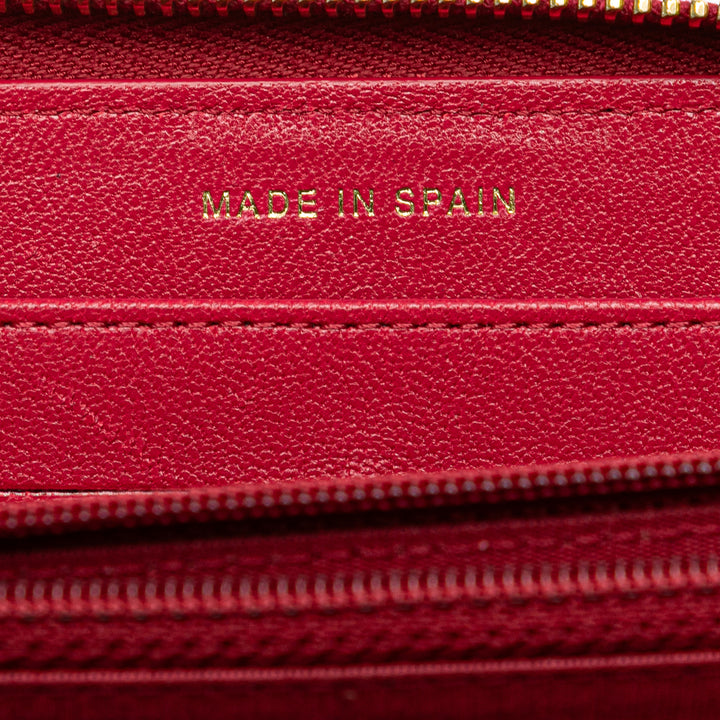 Chevron Sheepskin Mademoiselle Zip Around Wallet Red - Gaby Paris