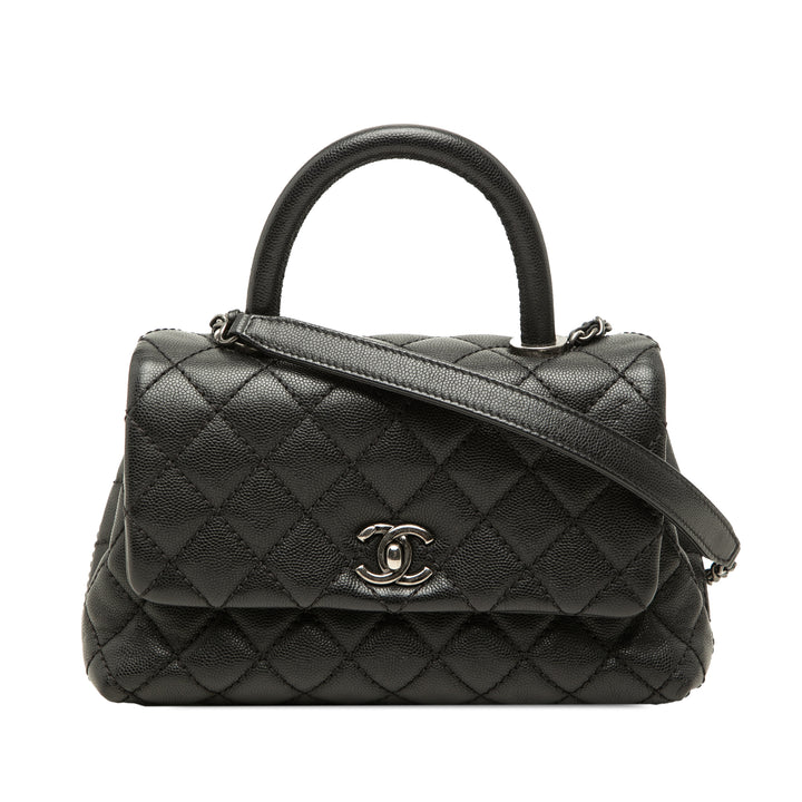 Chanel Sac à main Matelassé Coco à Mini Cuir caviar Noir – vue principale – GABY PARIS