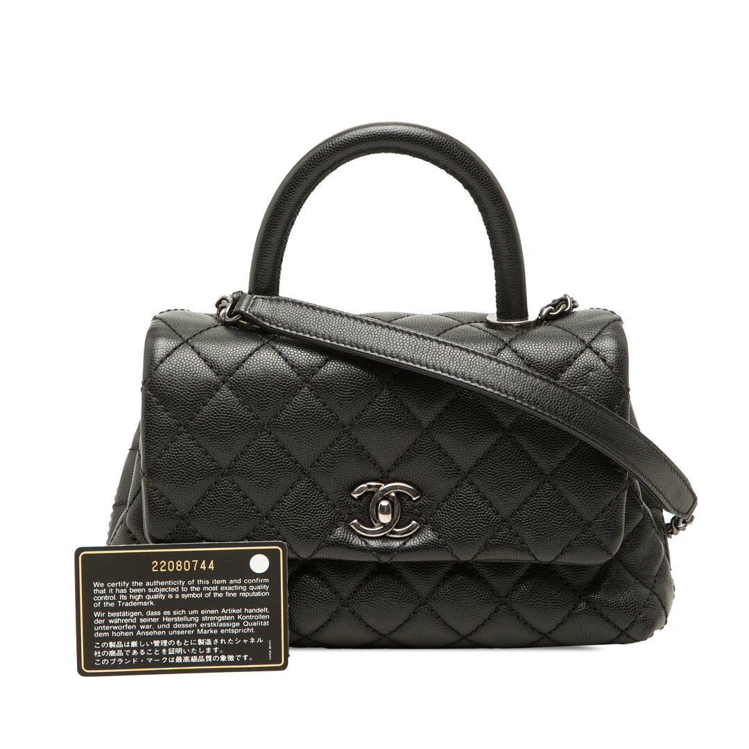 Chanel Sac à main Matelassé Coco à Mini Cuir caviar Noir – vue 7 – GABY PARIS