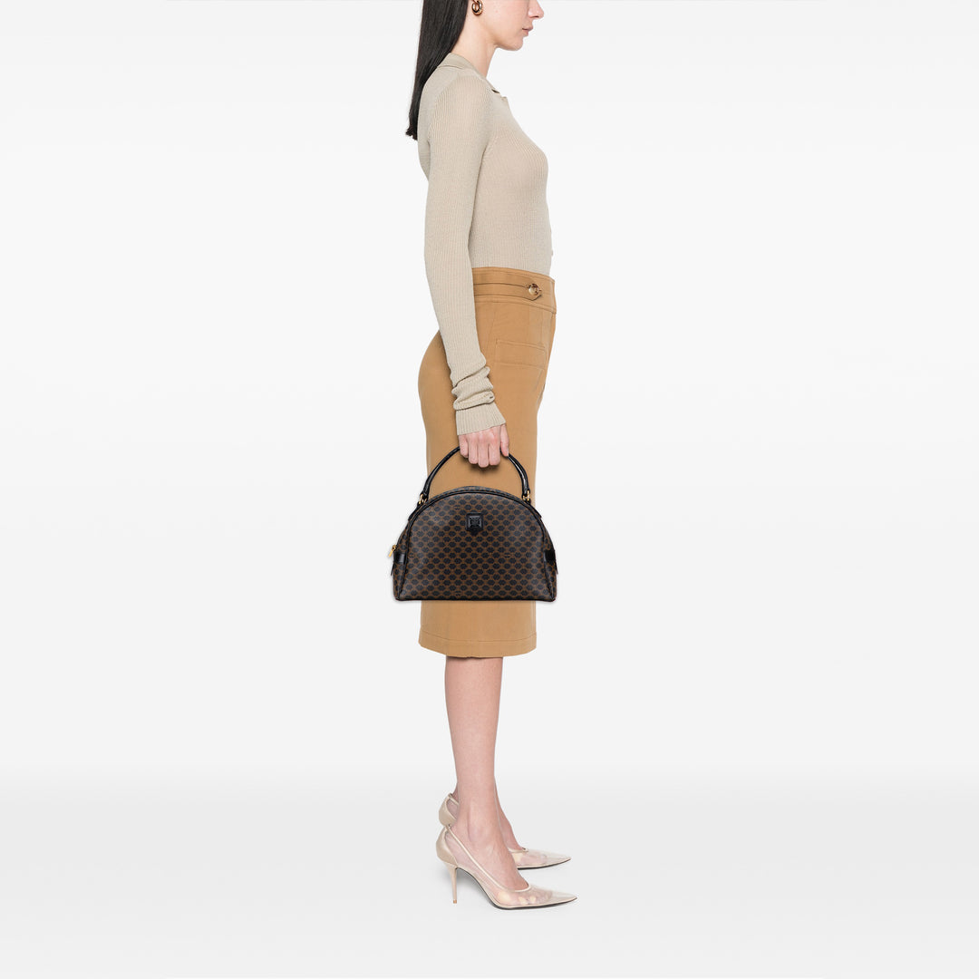 Celine Macadam Coated Toile Dome Sac à main Marron