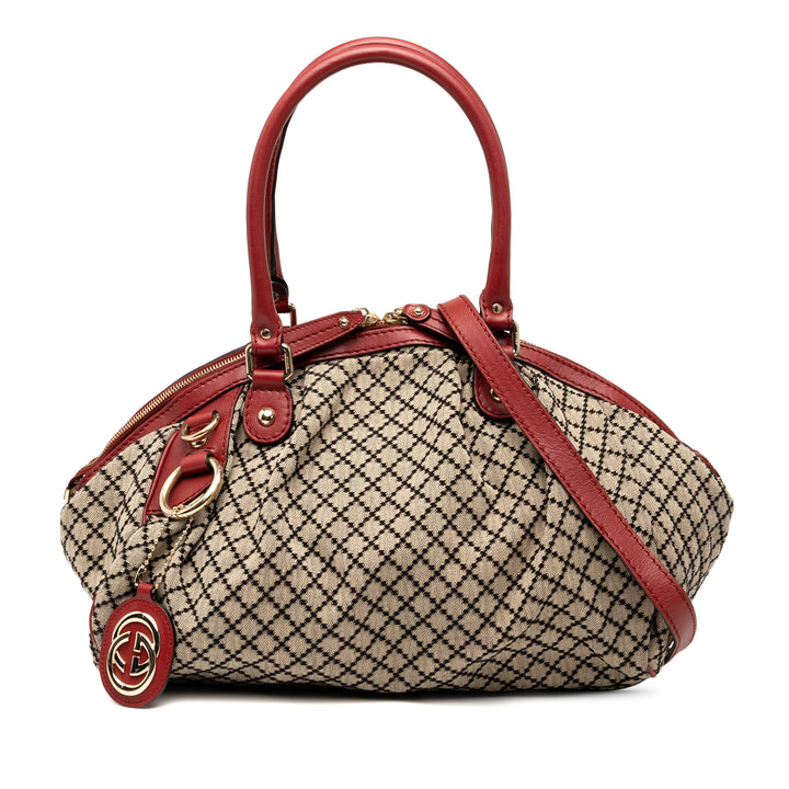 Gucci Diamante Toile Sukey Sac