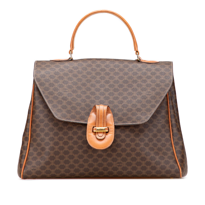 Macadam Coated Canvas Top Handle Bag Brown - Gaby Paris