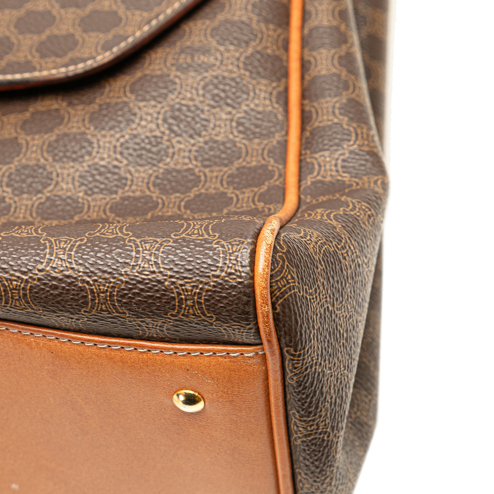 Macadam Coated Canvas Top Handle Bag Brown - Gaby Paris