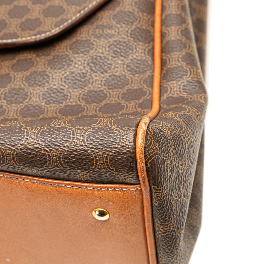 Macadam Coated Canvas Top Handle Bag Brown - Gaby Paris