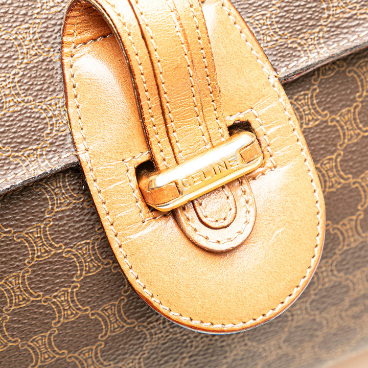 Macadam Coated Canvas Top Handle Bag Brown - Gaby Paris