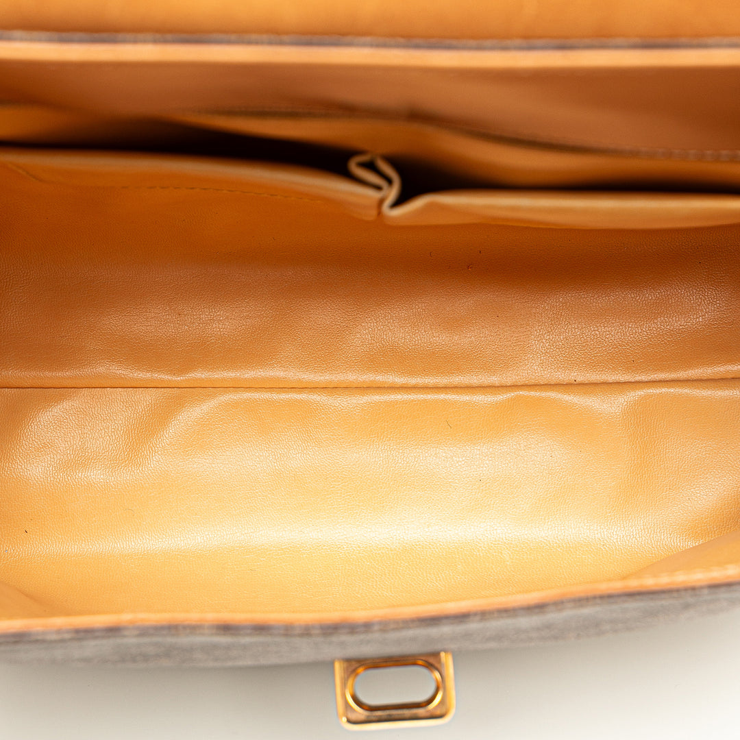 Macadam Coated Canvas Top Handle Bag Brown - Gaby Paris