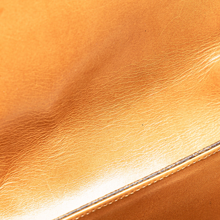 Macadam Coated Canvas Top Handle Bag Brown - Gaby Paris