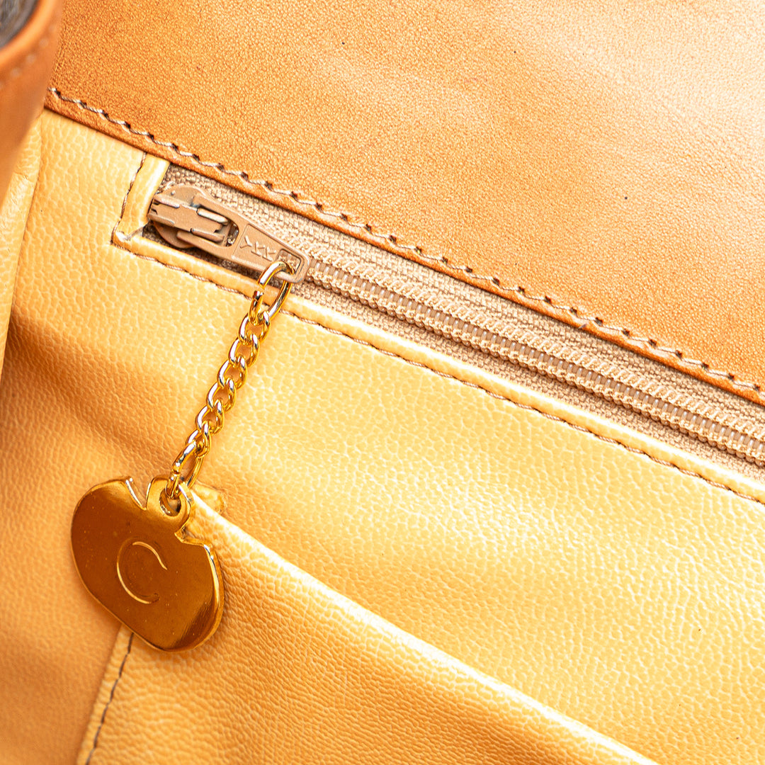 Macadam Coated Canvas Top Handle Bag Brown - Gaby Paris