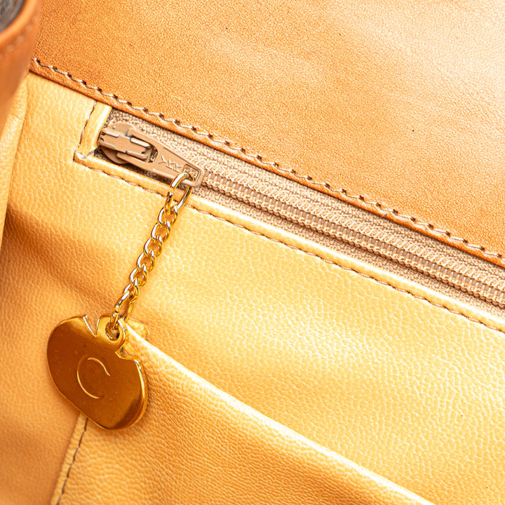 Macadam Coated Canvas Top Handle Bag Brown - Gaby Paris
