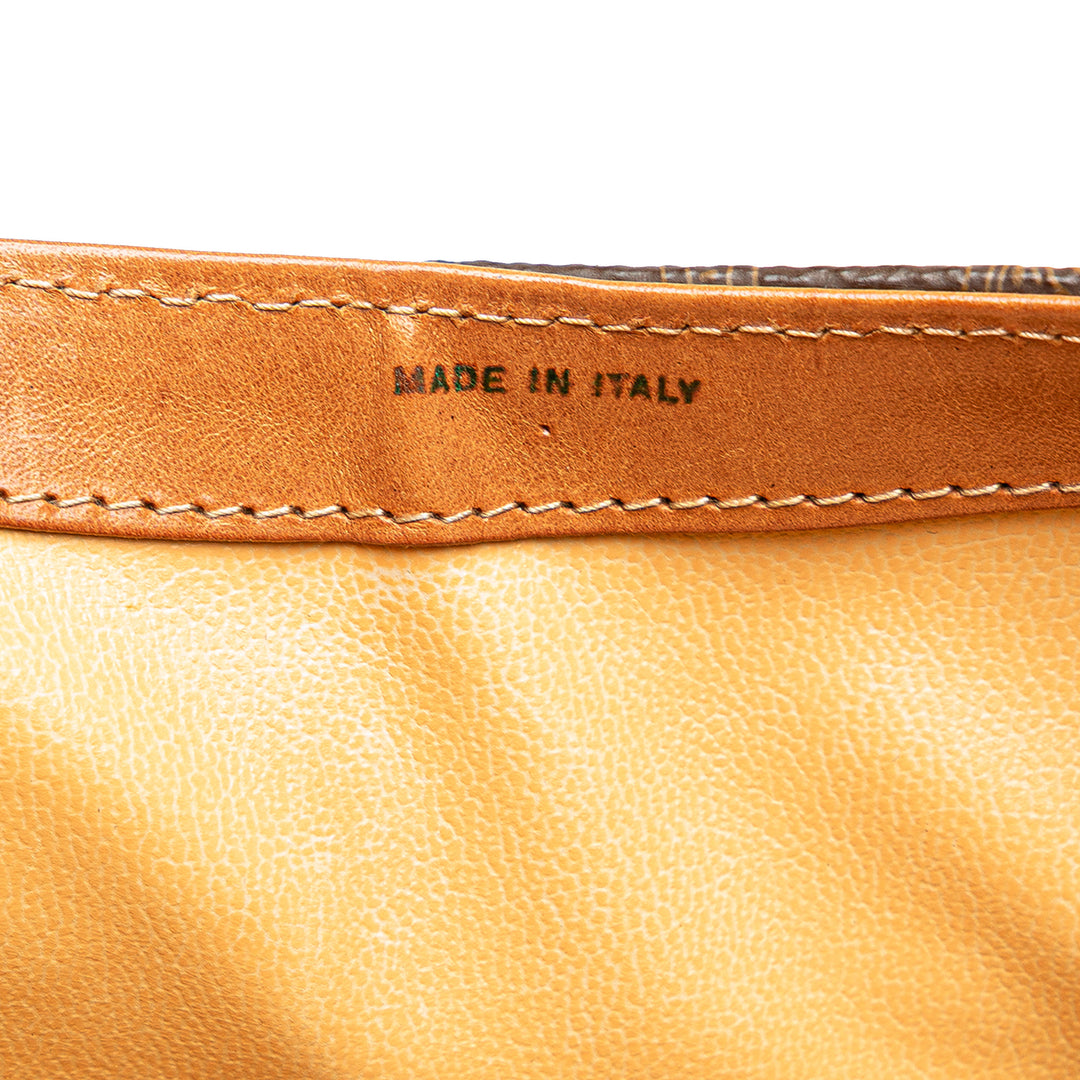 Macadam Coated Canvas Top Handle Bag Brown - Gaby Paris