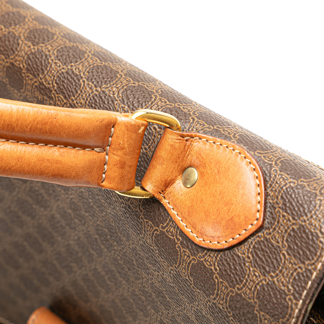 Macadam Coated Canvas Top Handle Bag Brown - Gaby Paris