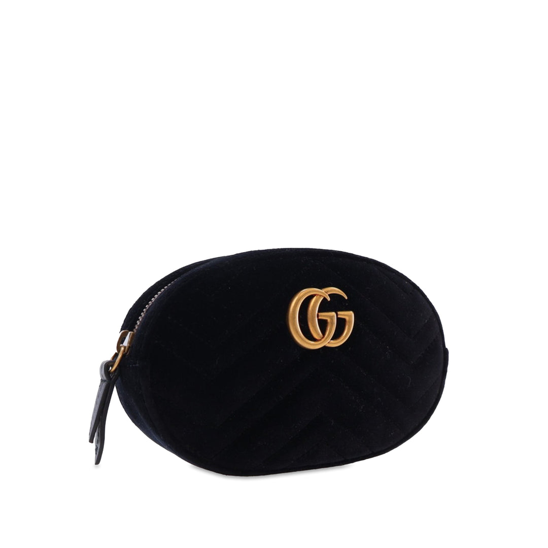 GG Marmont Matelasse Velvet Belt Bag Black - Gaby Paris