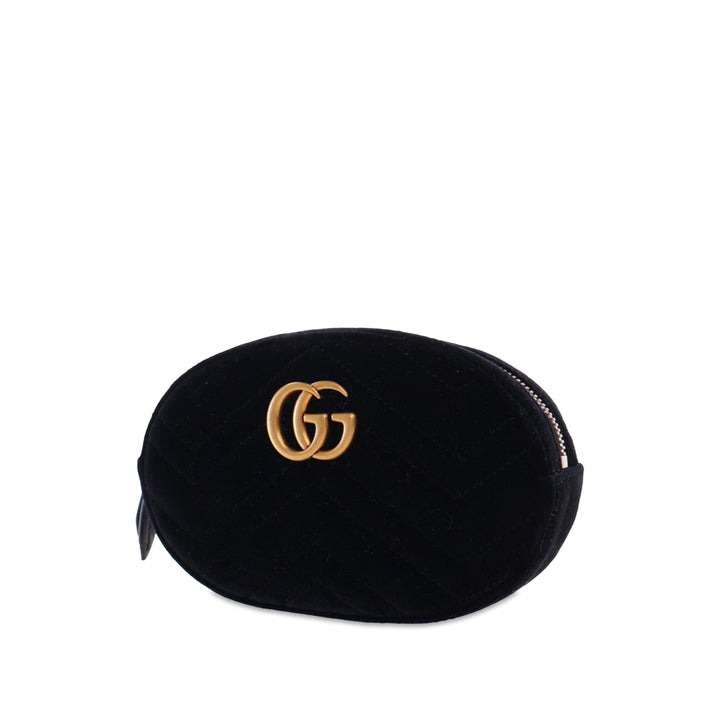 GG Marmont Matelasse Velvet Belt Bag Black - Gaby Paris