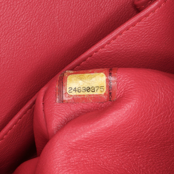 Medium Classic Chevron Lambskin Double Flap Red - Gaby Paris