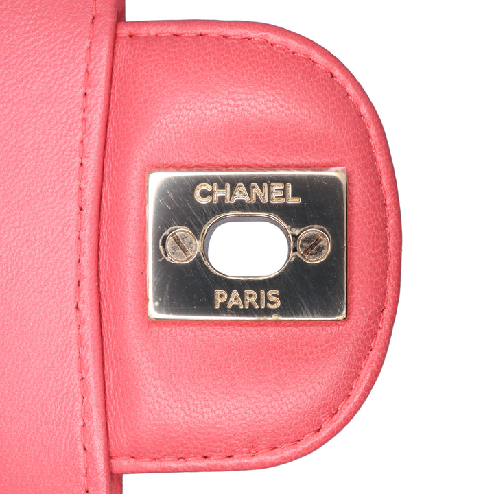 Medium Classic Chevron Lambskin Double Flap Red - Gaby Paris