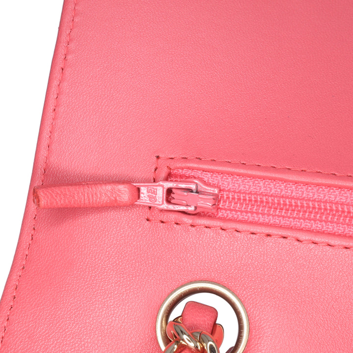 Medium Classic Chevron Lambskin Double Flap Red - Gaby Paris