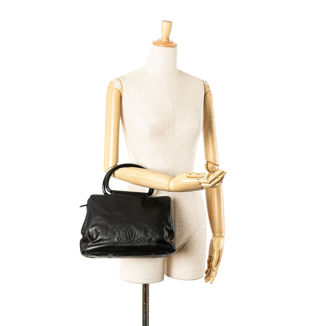 Chanel CC Cuir d’agneau Tortoise Handle Cabas