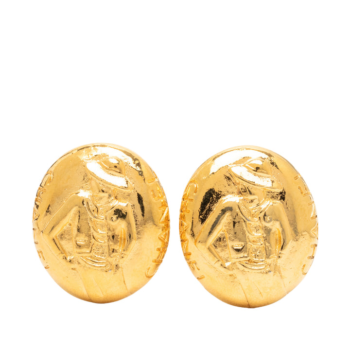 Chanel plaqué Mademoiselle Ovale À clip Boucles d'oreilles Métal