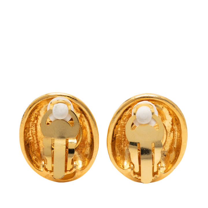 Chanel plaqué Mademoiselle Ovale À clip Boucles d'oreilles Métal