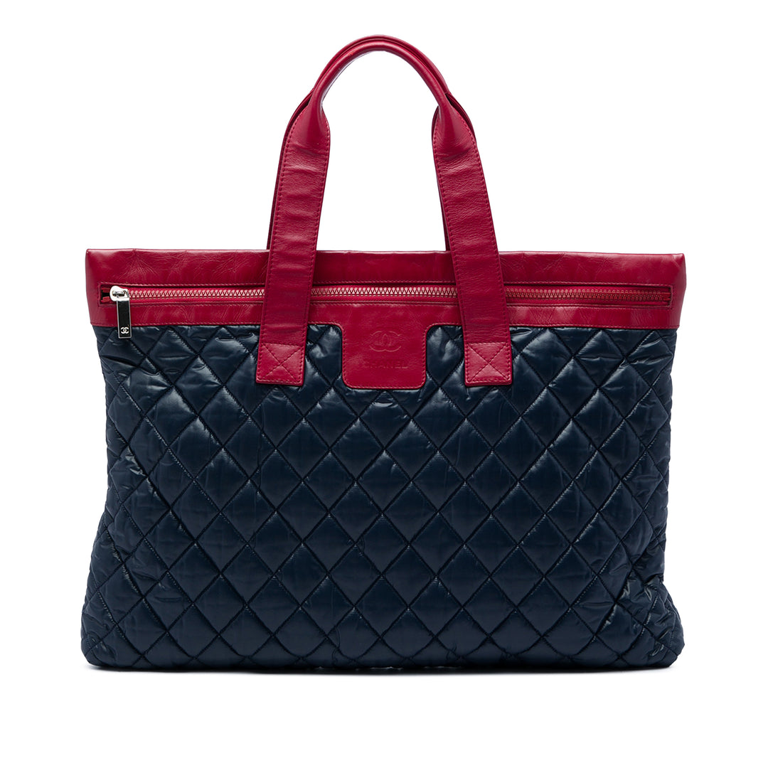 Chanel Bicolore Matelassé et Coco Cocoon Plat Cabas Grand Bleu