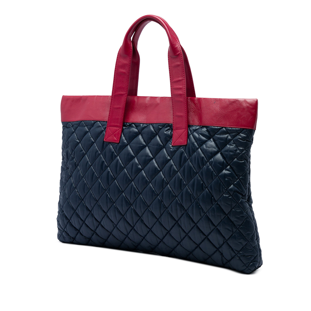 Chanel Bicolore Matelassé et Coco Cocoon Plat Cabas Grand Bleu