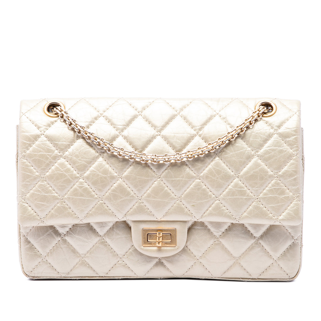 Chanel Matelassé Metallic vieilli Cuir de veau Reissue 2.55 Double rabat 226