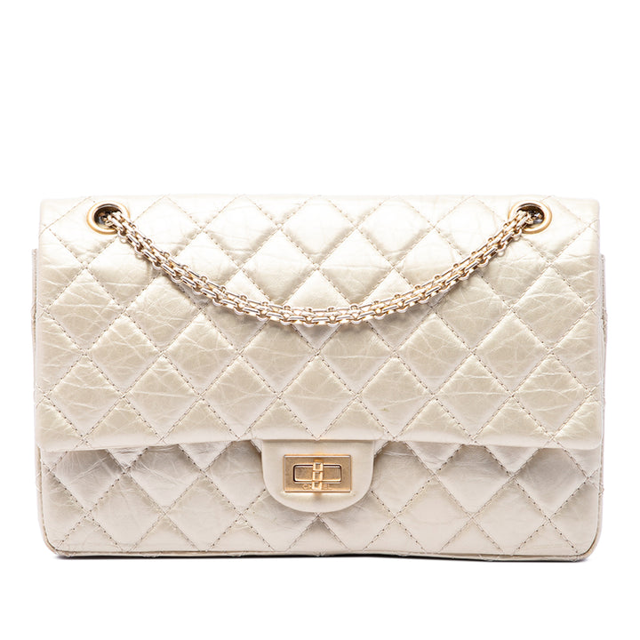 Chanel Matelassé Metallic vieilli Cuir de veau Reissue 2.55 Double rabat 226