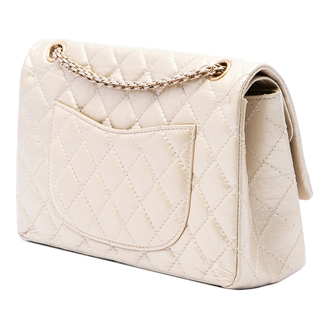 Chanel Matelassé Metallic vieilli Cuir de veau Reissue 2.55 Double rabat 226