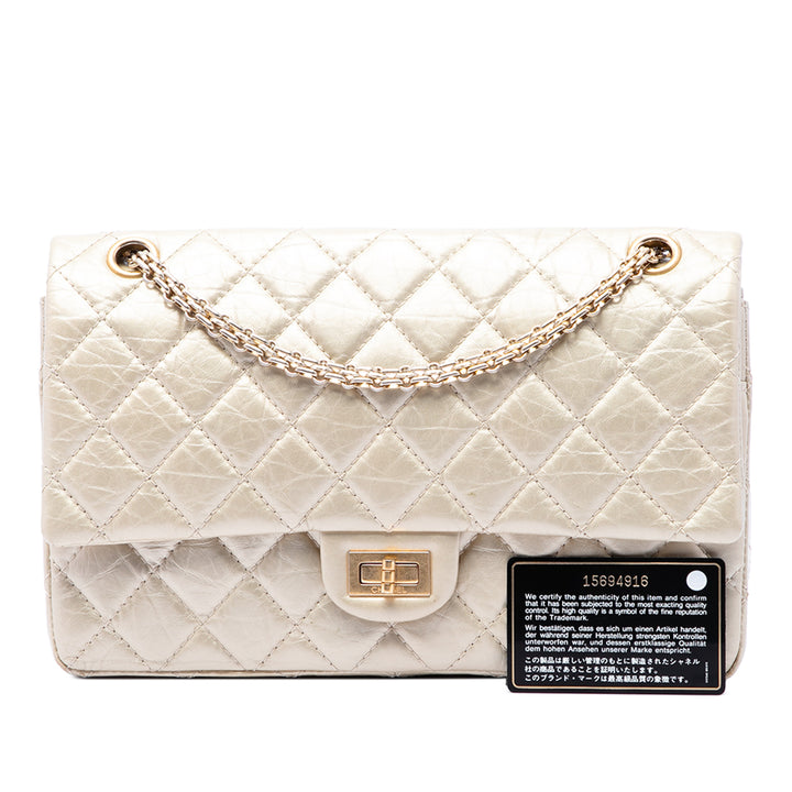 Chanel Matelassé Metallic vieilli Cuir de veau Reissue 2.55 Double rabat 226