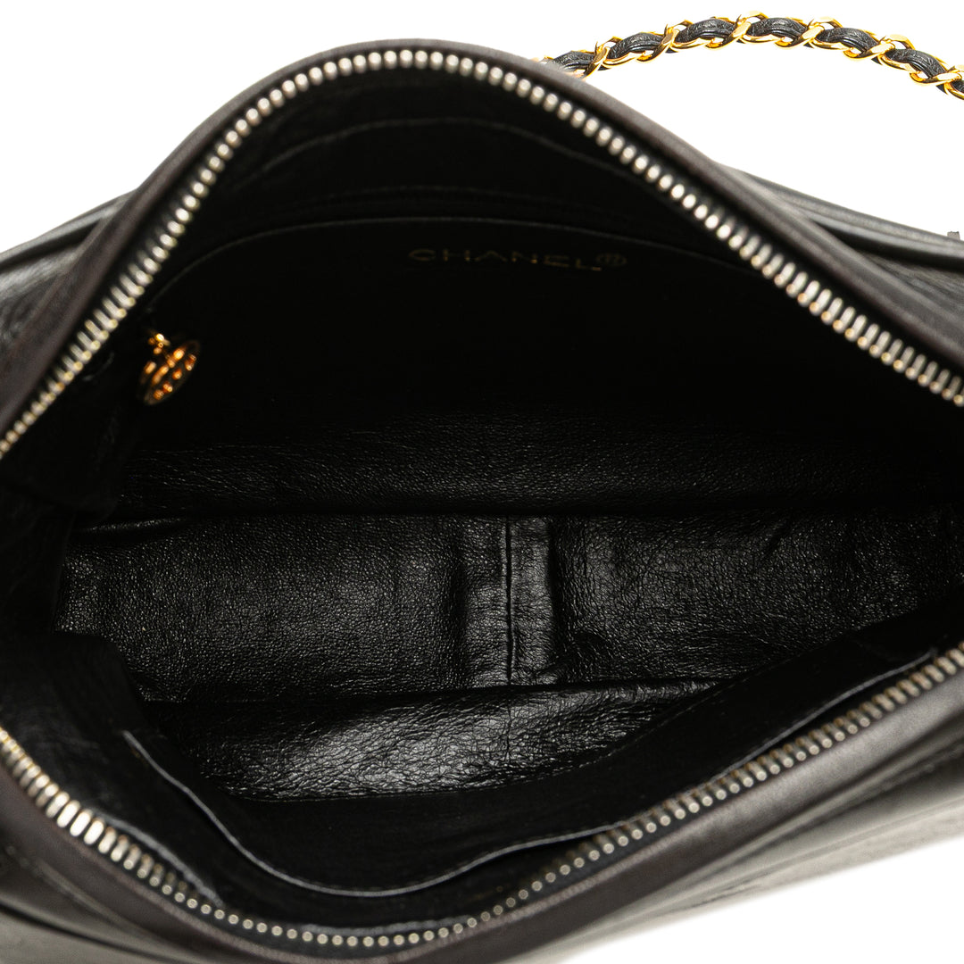 CC Quilted Lambskin Tassel Stitched Flap Crossbody Black - Gaby Paris