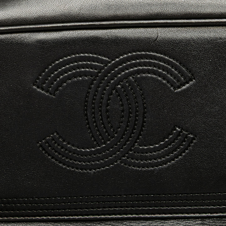 CC Quilted Lambskin Tassel Stitched Flap Crossbody Black - Gaby Paris