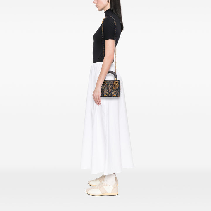 Mini Denim Embroidered Lady Dior Blue - Gaby Paris
