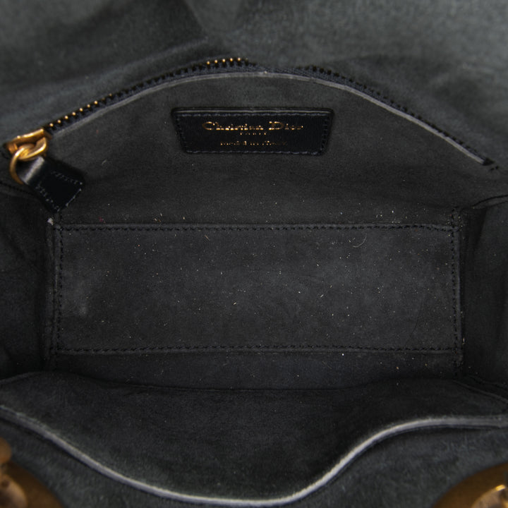 Mini Denim Embroidered Lady Dior Blue - Gaby Paris