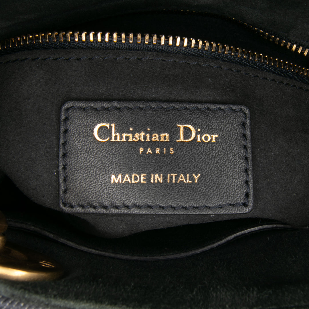 Mini Denim Embroidered Lady Dior Blue - Gaby Paris