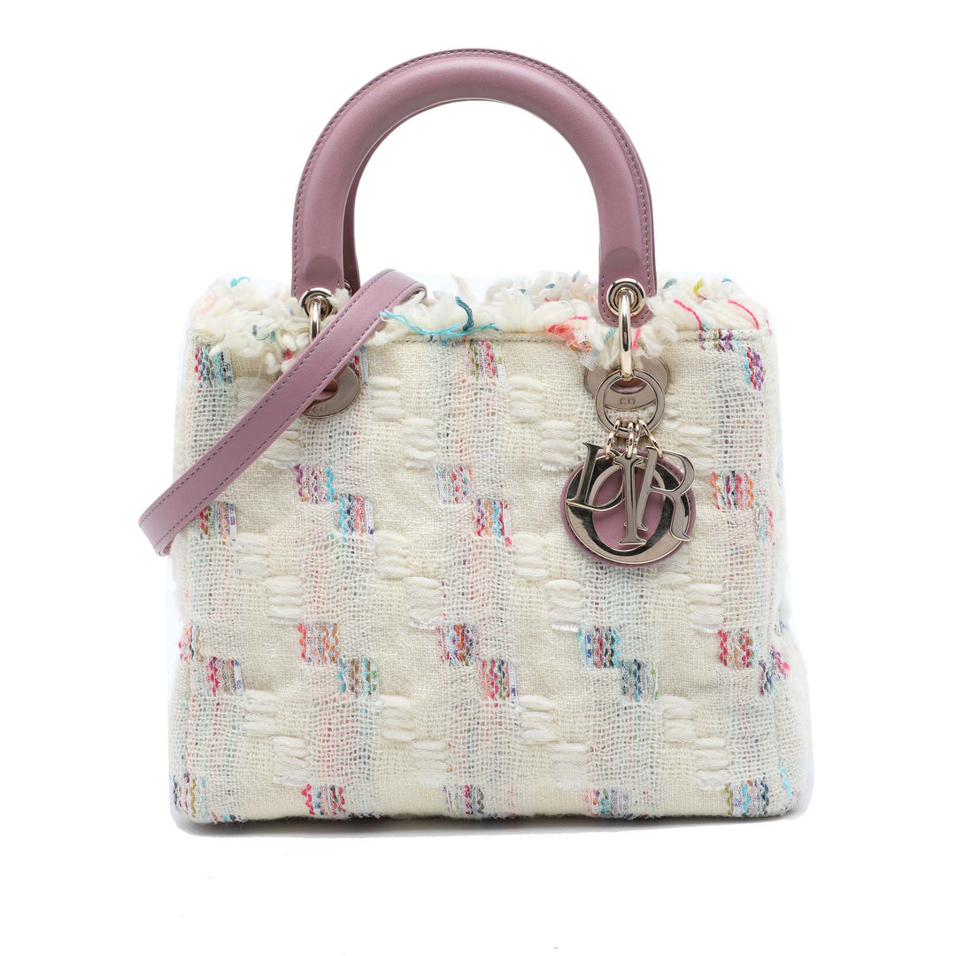 Dior Lady Dior Moyen Tweed Blanc – vue principale – GABY PARIS