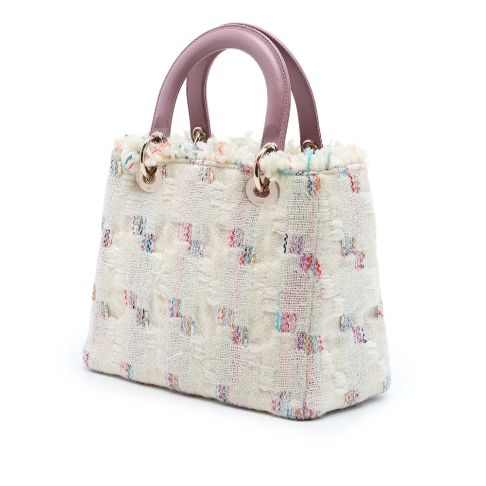 Dior Lady Dior Moyen Tweed Blanc – vue 2 – GABY PARIS