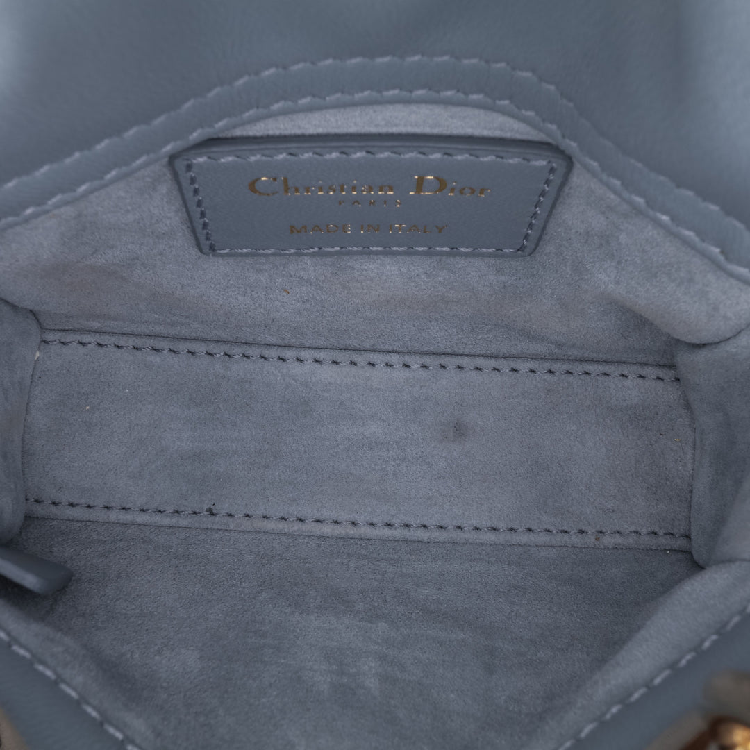 Micro Lambskin Cannage Lady Dior Blue - Gaby Paris