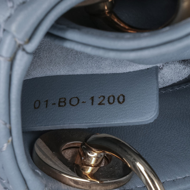 Micro Lambskin Cannage Lady Dior Blue - Gaby Paris