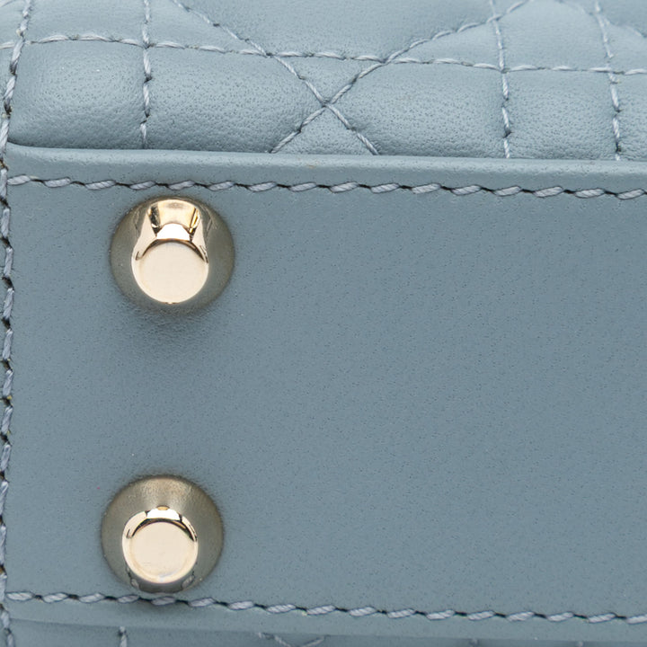 Micro Lambskin Cannage Lady Dior Blue - Gaby Paris