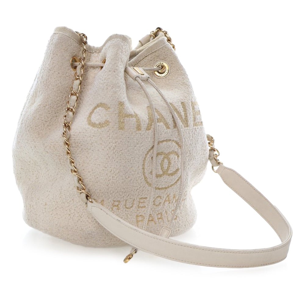 Chanel Small Tweed Deauville Drawstring Bucket Bag Blanc – GABY PARIS Authentique