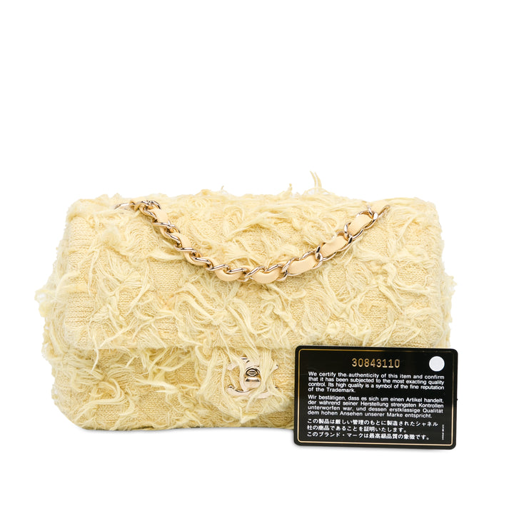 Mini Rectangular Classic Tweed Fringed Single Flap Yellow - Gaby Paris