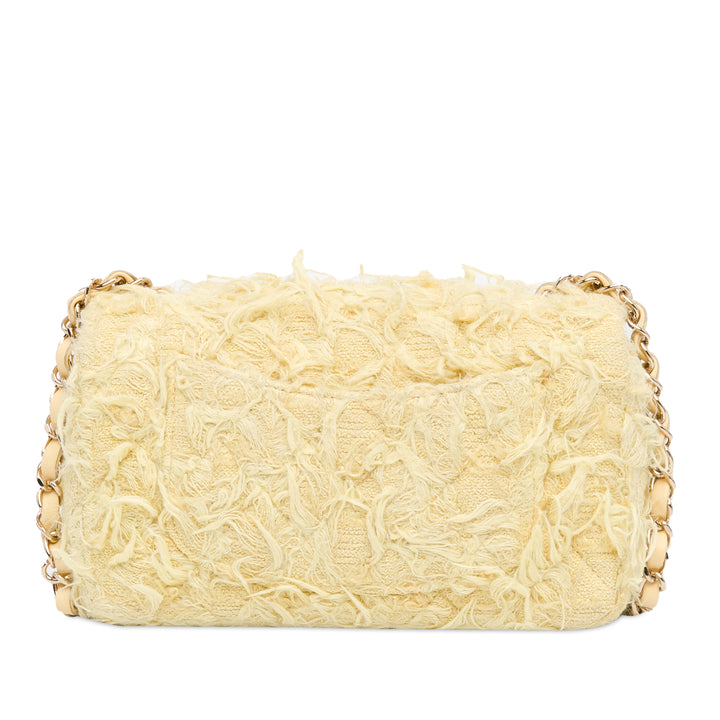 Mini Rectangular Classic Tweed Fringed Single Flap Yellow - Gaby Paris