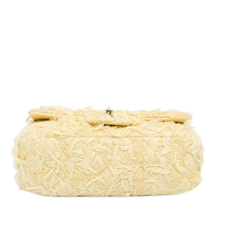 Mini Rectangular Classic Tweed Fringed Single Flap Yellow - Gaby Paris