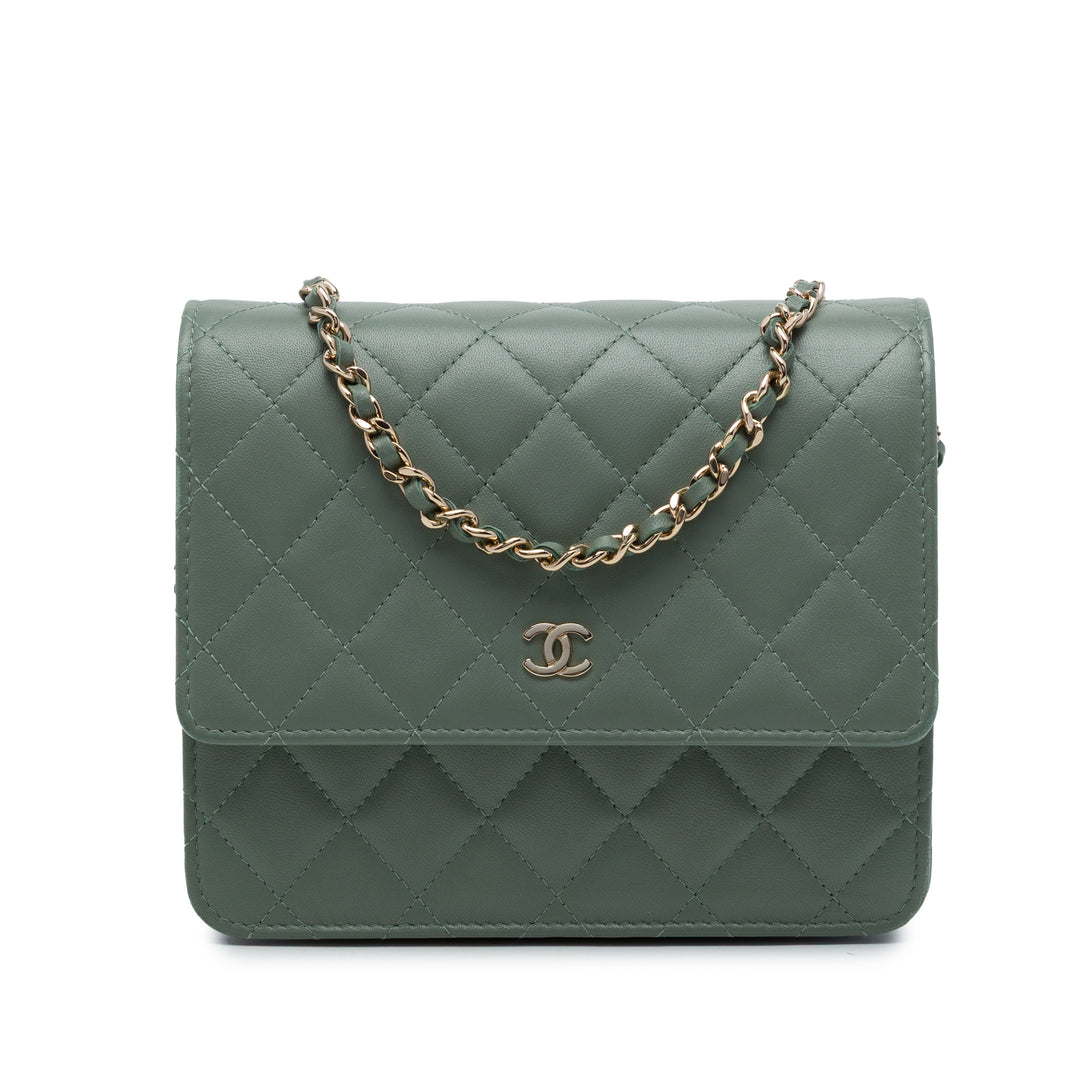 Chanel CC Carré Matelassé Wallet on Chain Cuir d'agneau Vert