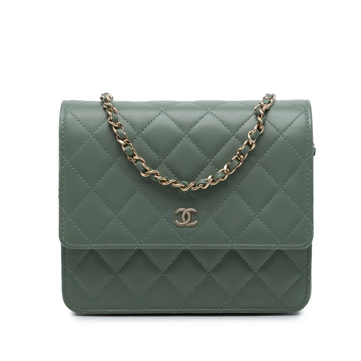 Chanel CC Carré Matelassé Wallet on Chain Cuir d'agneau Vert