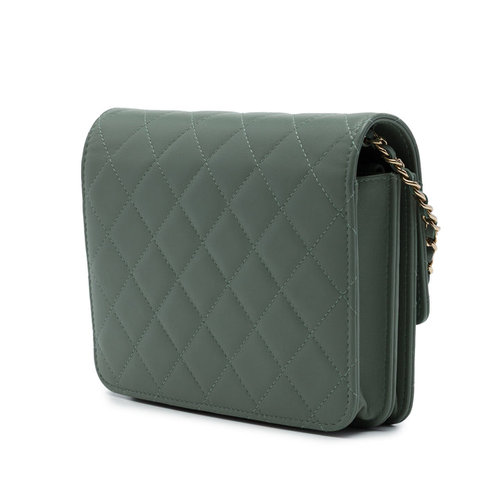 Chanel CC Carré Matelassé Wallet on Chain Cuir d'agneau Vert